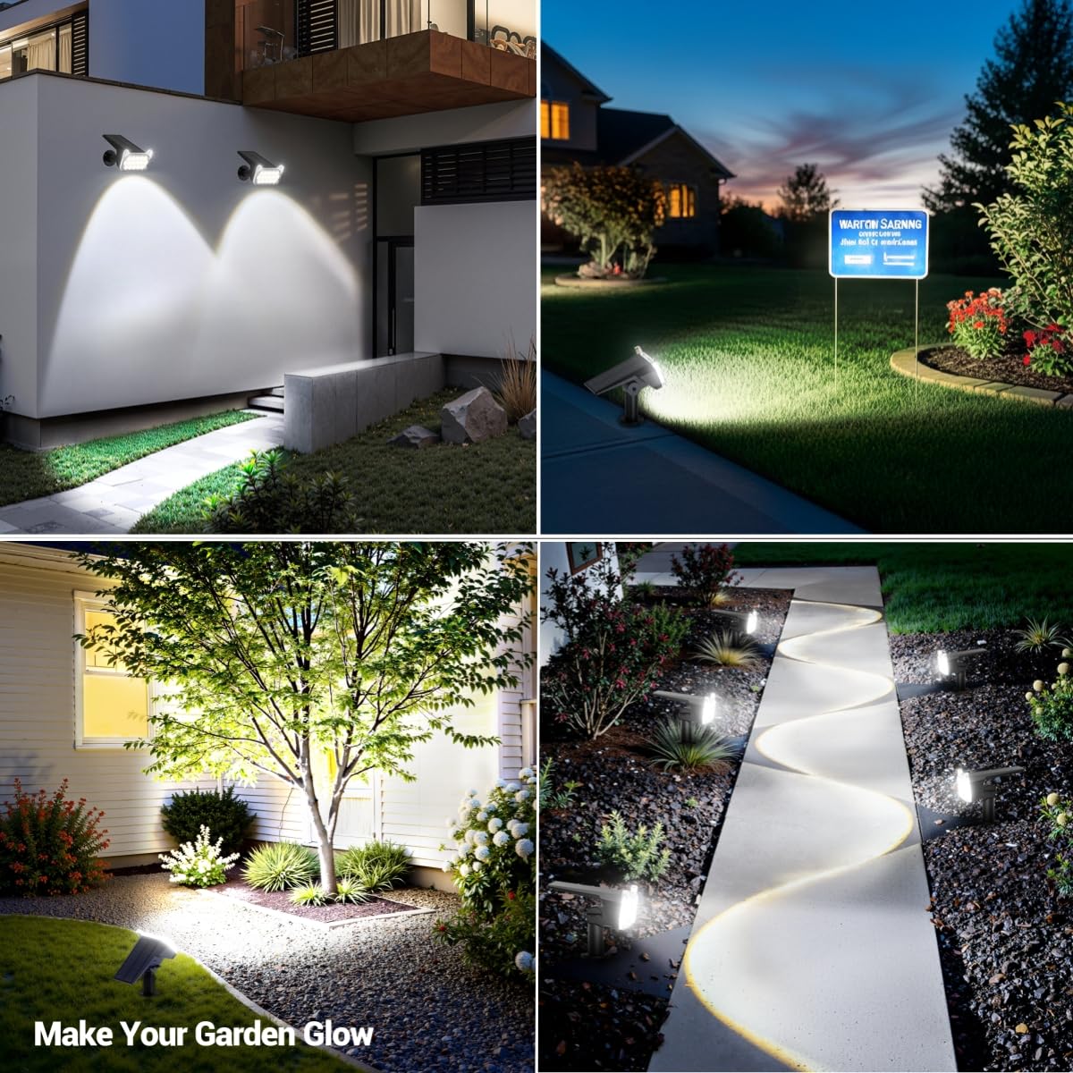 WdtPro Solar Lights Outdoor Waterproof 6 Pack, 1000LM Bright Solar Spot Lights Outdoor with Extra-Large LEDs, 3 Modes Landscape Spotlights, Solar Powered Light for Yard Flag Garden, Cool White