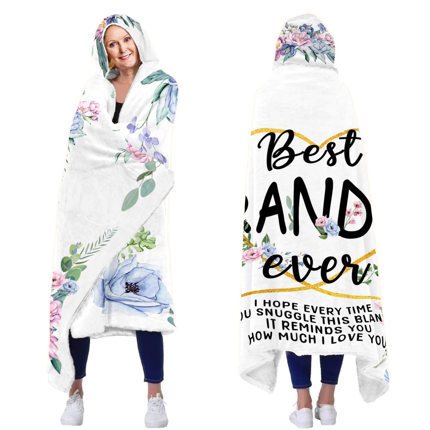 Mothers Day Grandma Gifts, Gift for Grandma Wearable Blanket, Great Grandma Hoodie Blanket from Grandkids, Thoughtful Grandma Hooded Blanket 47x72 In for Birthday, Grandparents Day, Christmas