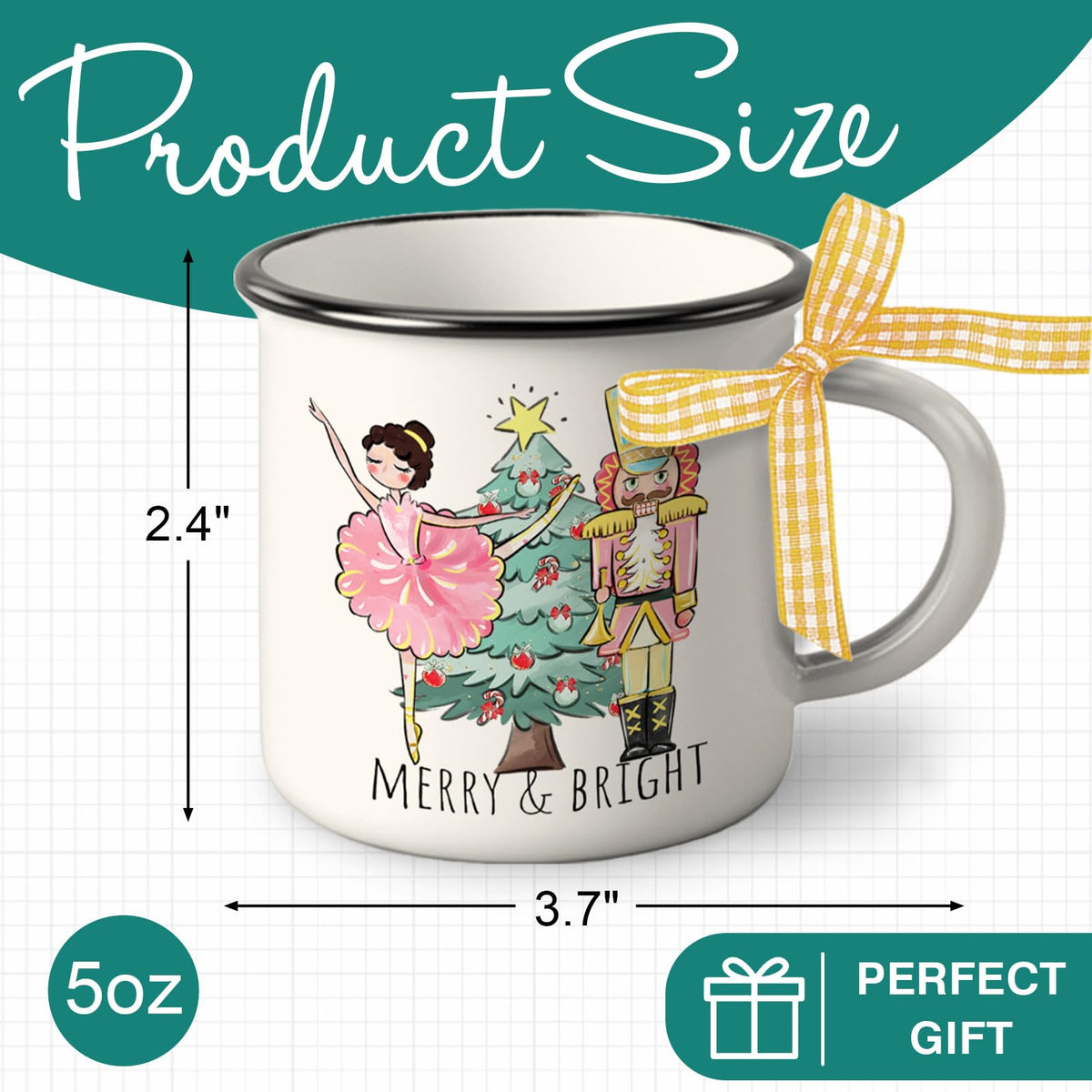Paayna Merry Christmas Nutcracker Mini Coffee Mug Set of 3, White Xmas Tree 5 oz Mini Coffee Cups for Tiered Tray Decor, Winter Holiday Kitchen Coffee Bar Decorations Housewarming Gift