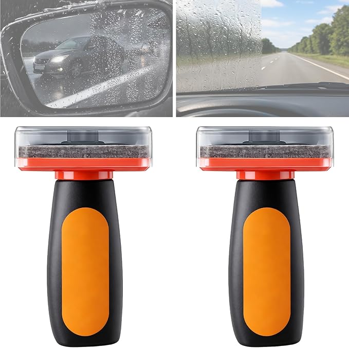 2 Pack Car Glass Cleaner Oil Film Clean Brush, 120ml Glass Oil Film Remover, 2026 New Windshield Cleaner Tool for Automotive Windshield/Window/Mirror, Improve Visibility (Clear Solution+Brush Board)