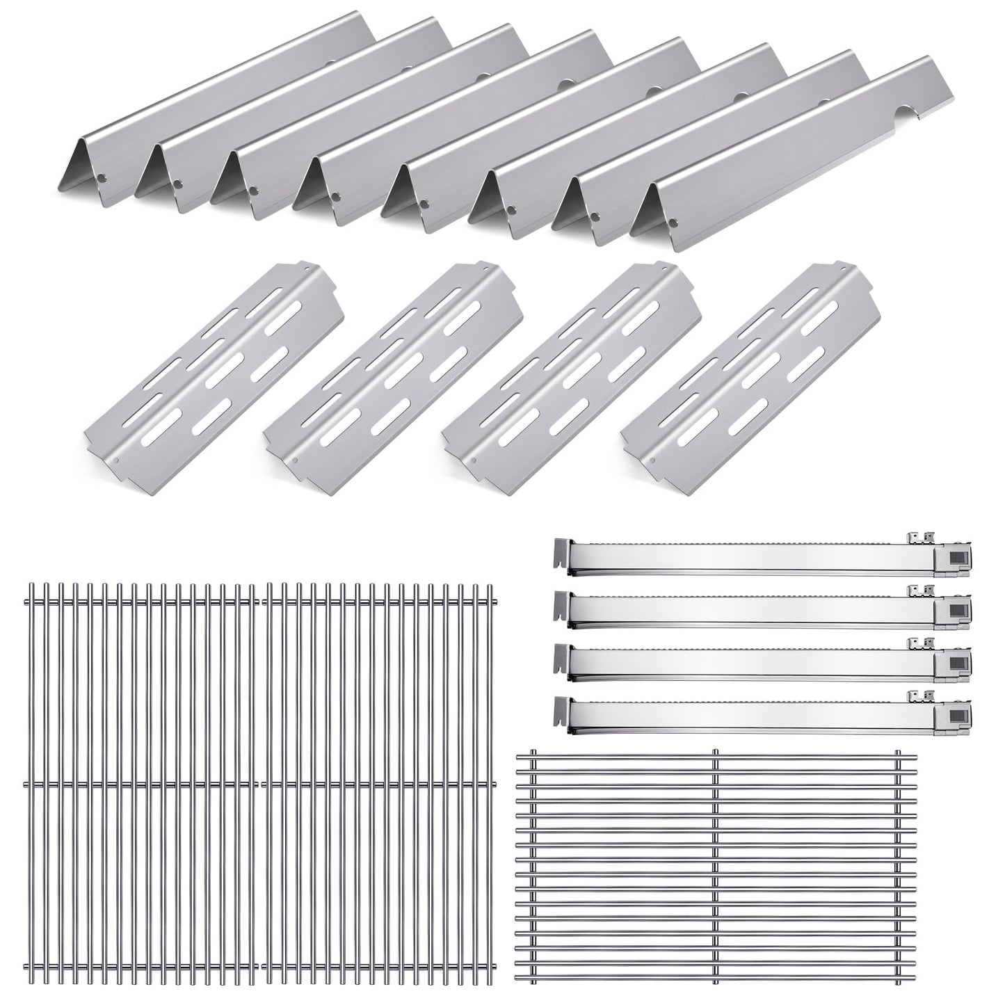 Cozilar Grill Grates BBQ Gas Parts for Weber Genesis 2 E-410, S-410, Genesis II 400 Series LX E-440, S-440, Grill Burners Replacement 66089, 66097, 66041, 66033, 66796, Flavorizer Bars Stainless Steel