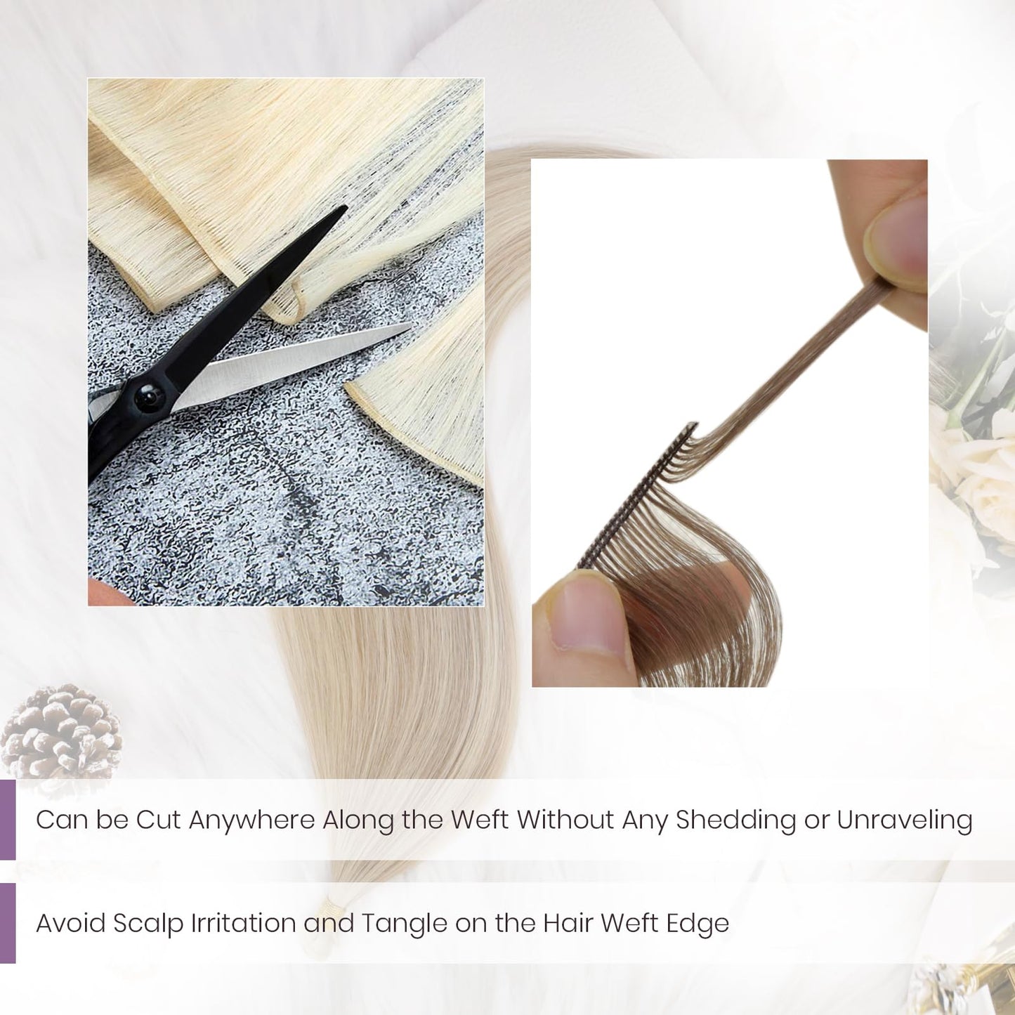 LaaVoo Genius Weft Hair Extensions Human Hair Brown Sew in Hair Extensions Real Human Hair Hand Tied Weft Hair Extensions Human