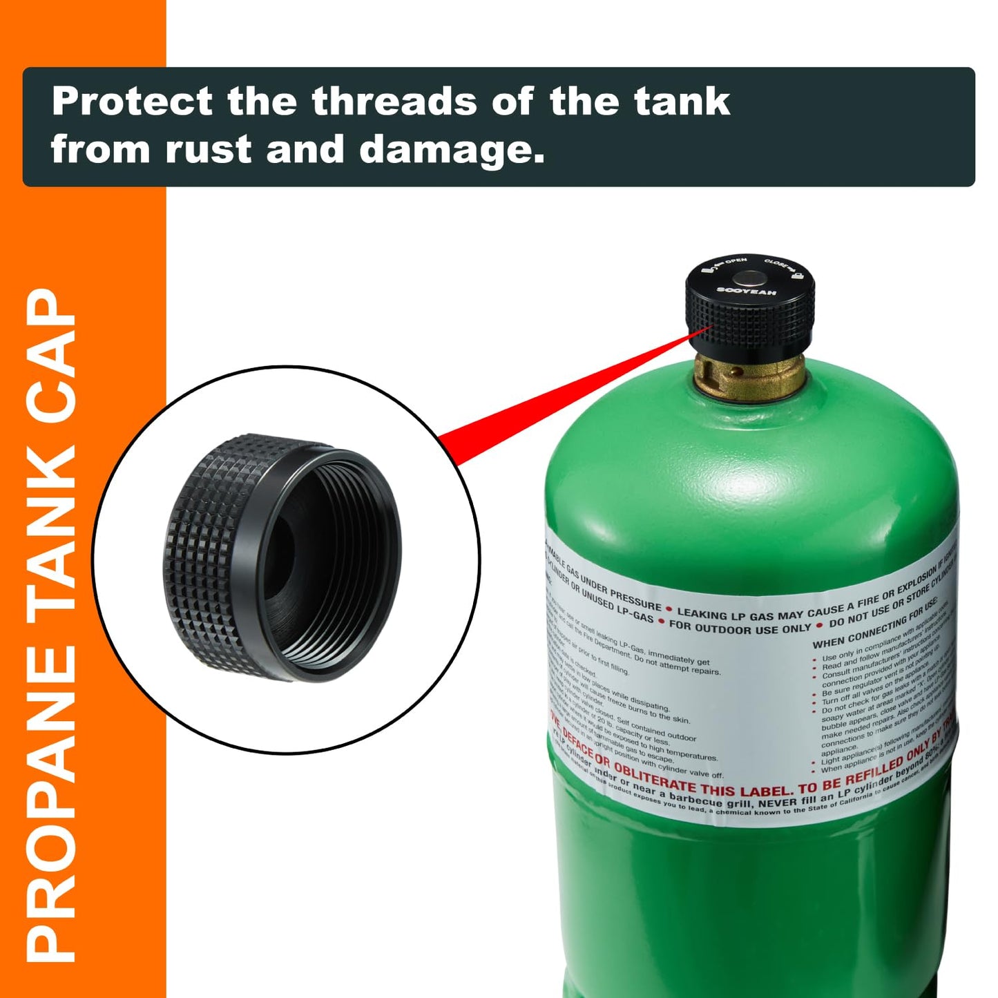 SOOYEAH 1LB Propane Cylinder Protect Caps with Magnetic,Sealed Caps(pack of 4PCS),Metal Material-Black