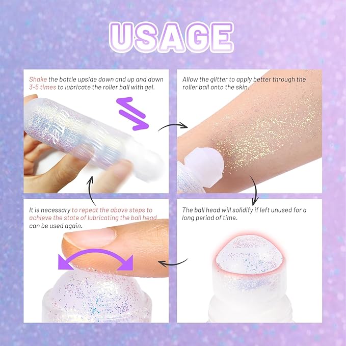 DAGEDA Green Body Glitter Gel, Roll-on Face Glitter for St Patricks Day Festival Rave Accessories, Holographic Hair Glitter Gel,Body Shimmer Mardi Gras Makeup for Rave Party