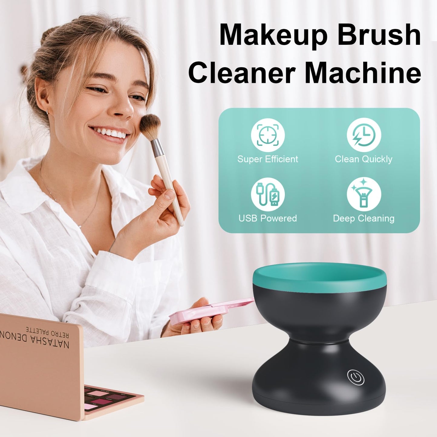 Norate Electric Makeup Brush Cleaner Machine, Automatic Makeup Brush Cleaner for Fast and Deep Cleaning - Portable Brush Cleanin