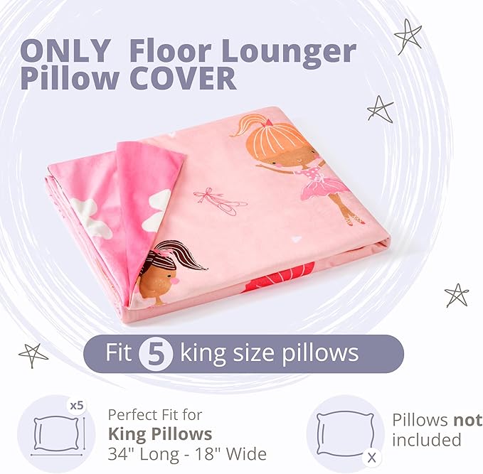 Butterfly Craze Floor Pillow Case - Transforms into Floor Bed & Sleep Mat - Ground Seating & Studio Apartment Essentials - Portable Guest Bed & Folding Mattress Alternative - King, Black/White