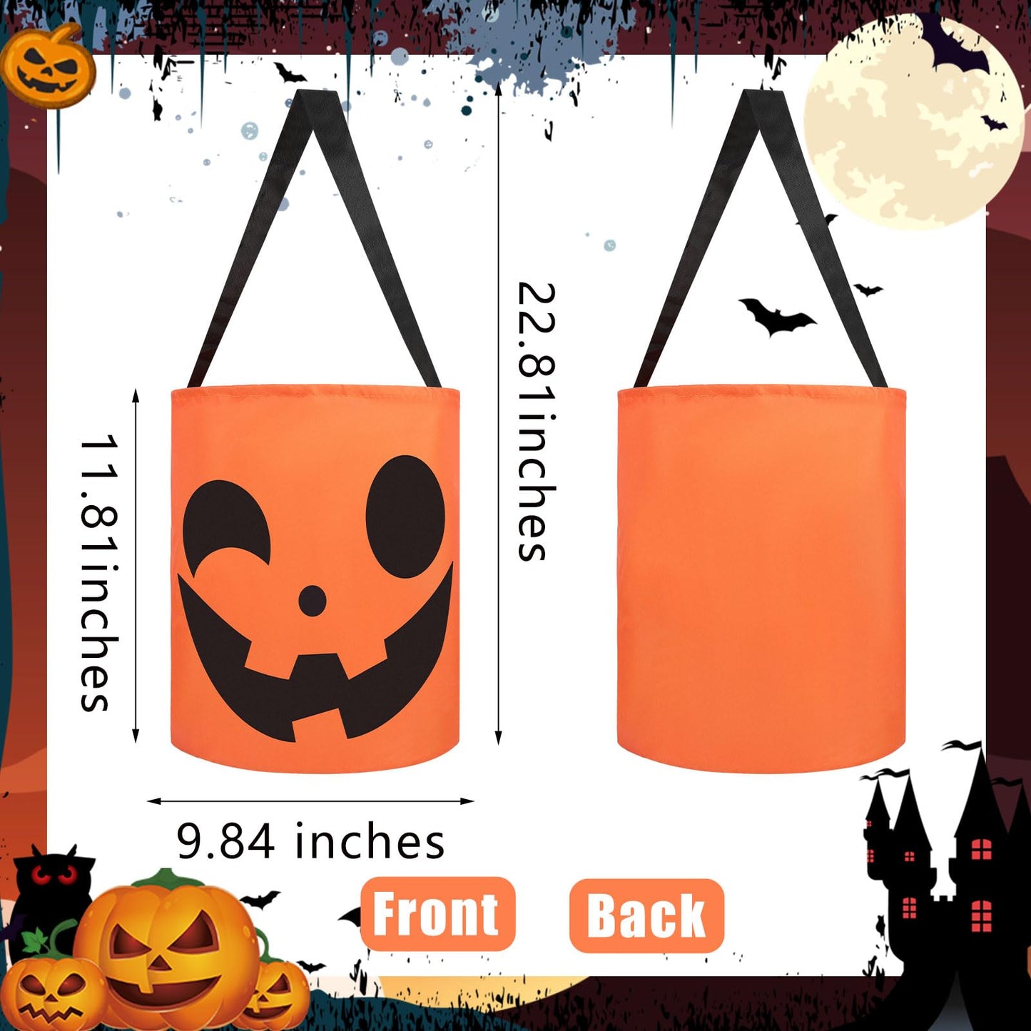 CCINEE 2Pcs Light Up Halloween Trick Or Treat Bucket, Kids Candy Bags for Halloween Party Favors LED Glow in The Dark Goodie Bags for Trick Or Treat Candy Gifts