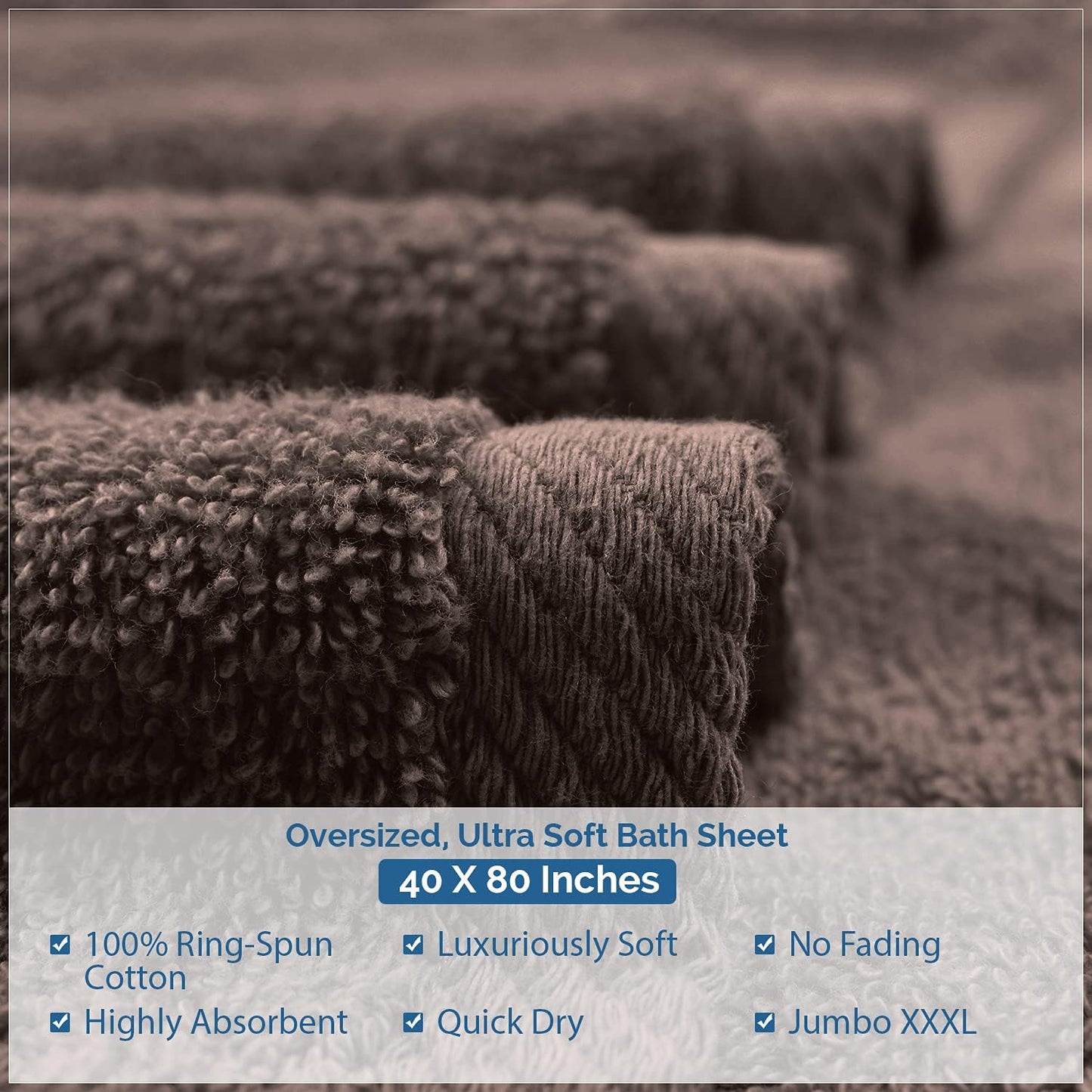 DAN RIVER Pack of 1 Bath Sheet 40x80 Inches, Oversized Bath Sheets Towels for Adults, Fluffy and Soft Plush Towels - Brown