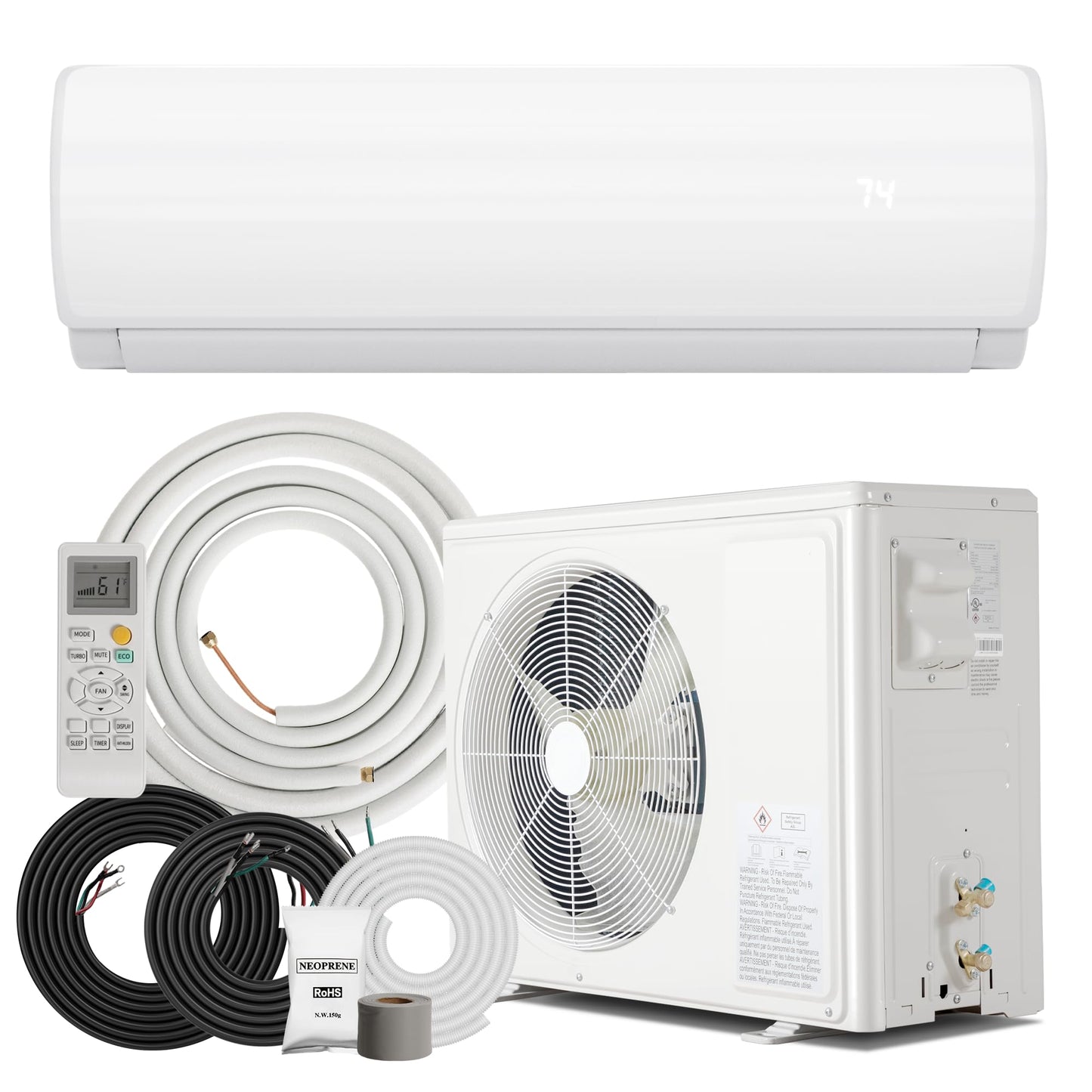 Manastin 12000BTU Mini Split Air Conditioner & Heater with Inverter, 19 SEER2 230?? Energy Saving AC Unit Cools Rooms up to 750