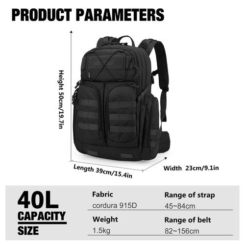 Mardingtop 40L Molle Tactical Backpack,Military backpack for Men, Cordura Backpack for Hiking,Camping,Hunting