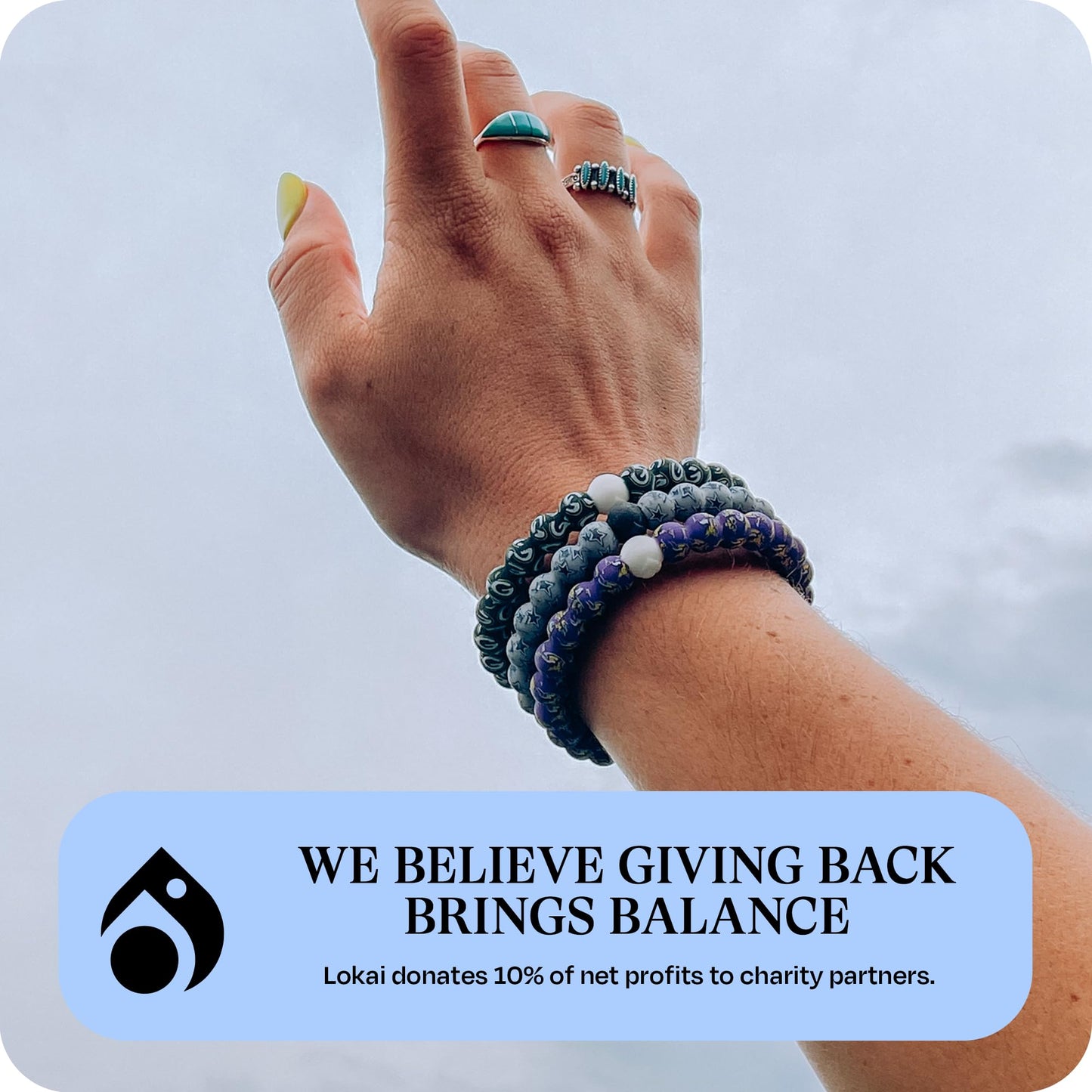 Lokai Silicone Beaded Bracelet for Men & Women, NFL Football Collection - Dallas Cowboys, Logo, Large - Silicone Jewelry Fashion