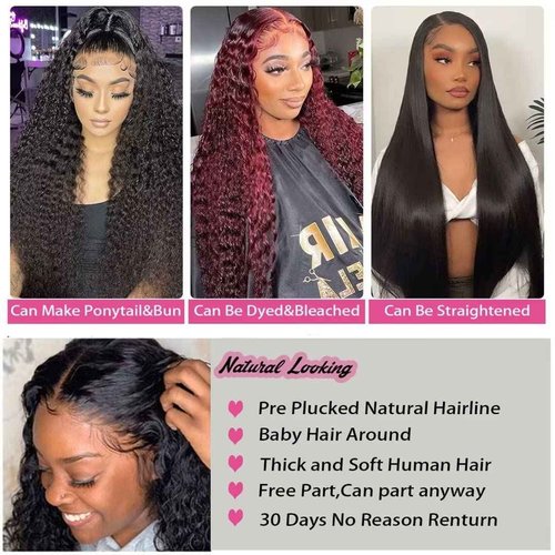 Daules 5x5 Closure Wig 5x5 HD Lace Closure Wigs Human Hair for Women 180% Density Pre Plucked Virgin Human Hair 5x5 Deep Curly Lace Front Wig Super Soft True to Length Natural Black Color 18Inch