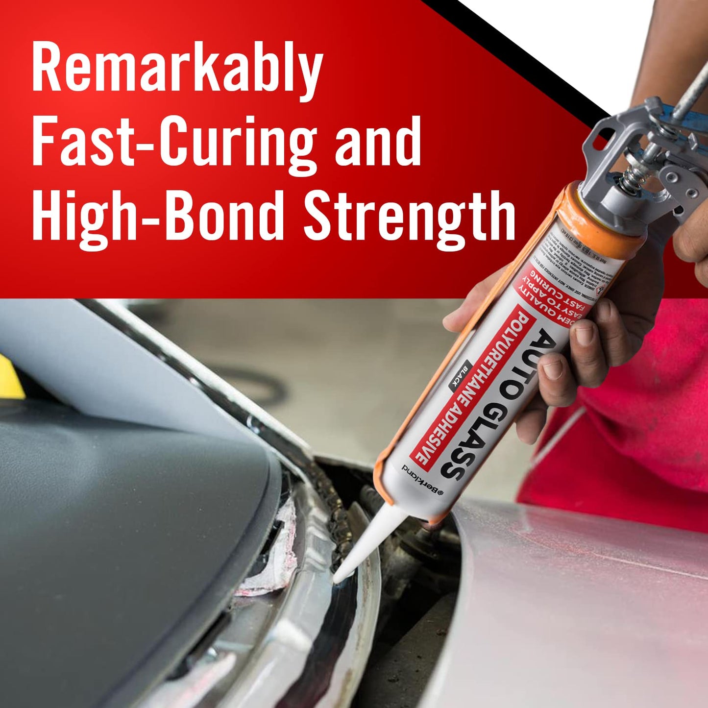 Polyurethane Windshield Adhesive with Fast Curing Formula - High Bond Strength Window Sealant Compound - Easy to Apply Automotive Glass Glue - Windshield Sealant Black - Vehicle & RV Polyurethane Glue