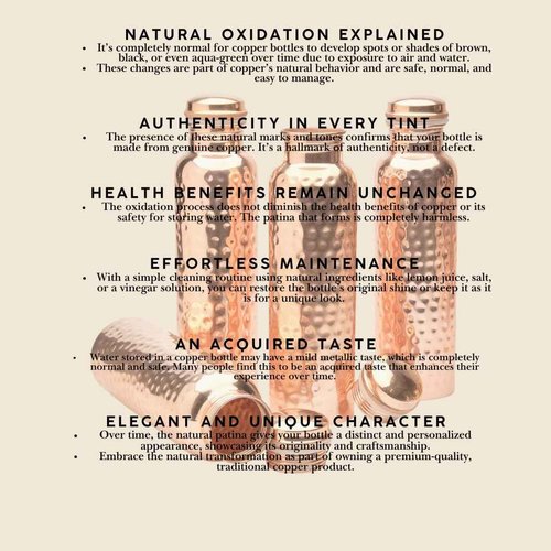 Advanced Mixology Glytterati Hammered Copper Water Bottle (34 oz/1000ml) (Set of 4) | Pure Copper Bottle for Drinking Water