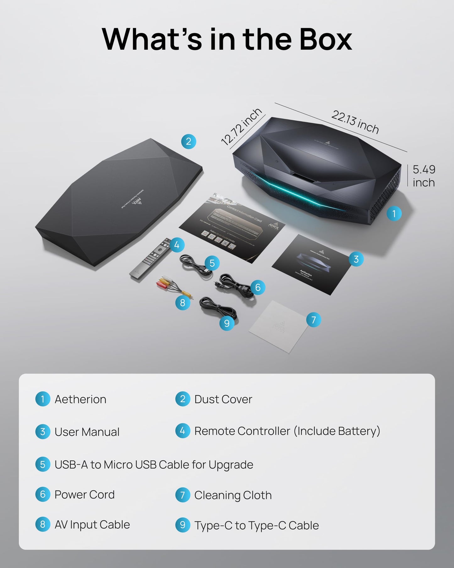 AWOL Aetherion Pro 4K Projector, 2600 ISO Lumens Short Throw Projector, Google TV, PixelLock™ Clarity, 6000:1 Native Contrast UST Projector, Anti–RBE, 4K 200" Display, Dolby Vision, Movie Projector