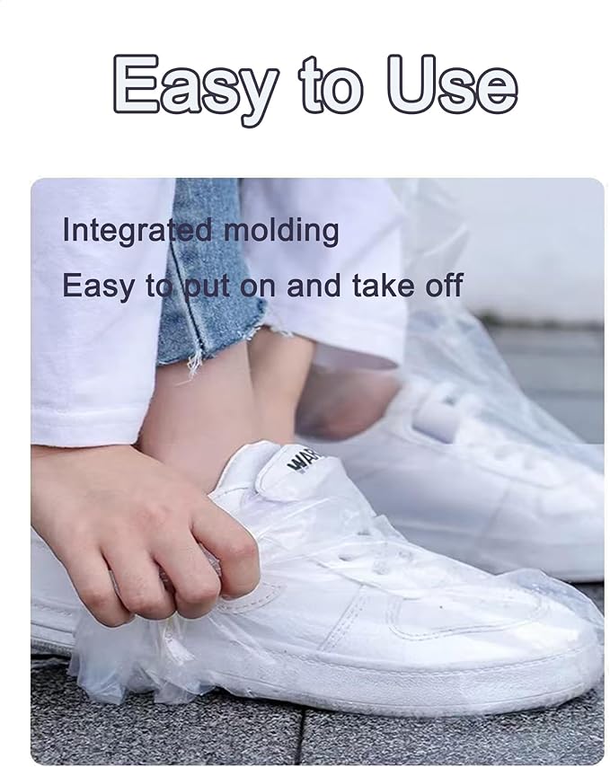 10 Pairs Disposable Shoe Covers,Plastic Waterproof Shoe Covers for rain,Non-Slip Outdoor Rain Shoe Covers for Men Women -Waterproof Boot Covers (Transparent)