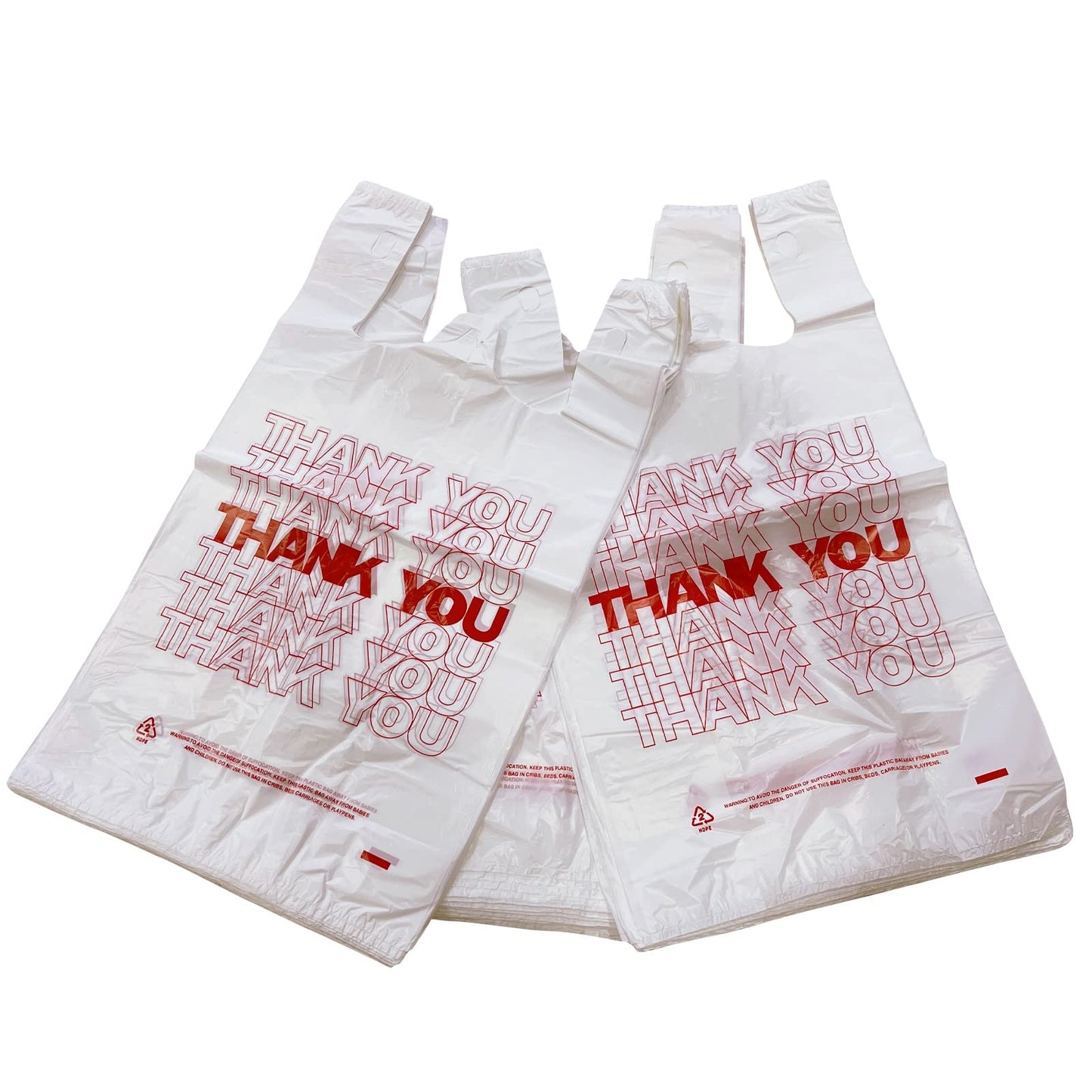 TashiBox Plastic bags with handles,thank you bags,Measures 11.5" X 6.25" X 21", 15mic, 0.6 Mil (400 Count),Reusable and Disposable Grocery Bags