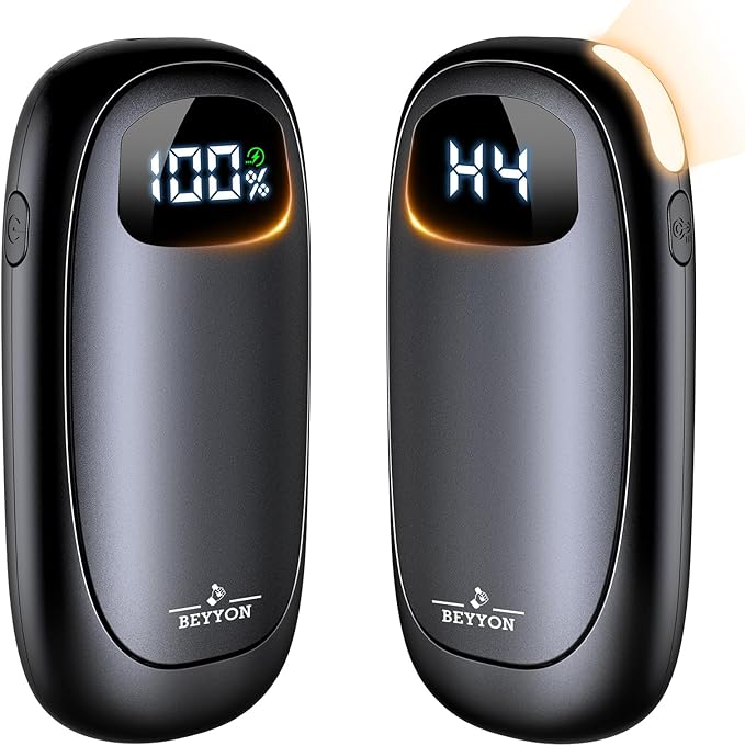 Hand Warmers Rechargeable-Electric Hand Warmers, Max 16 Hrs Warmth Up to 127℉, LED Display & Flashlight, Dual-Side Heating Portable Heater for Golf Hunting Camping for Men Women, Valentine's Day Gifts