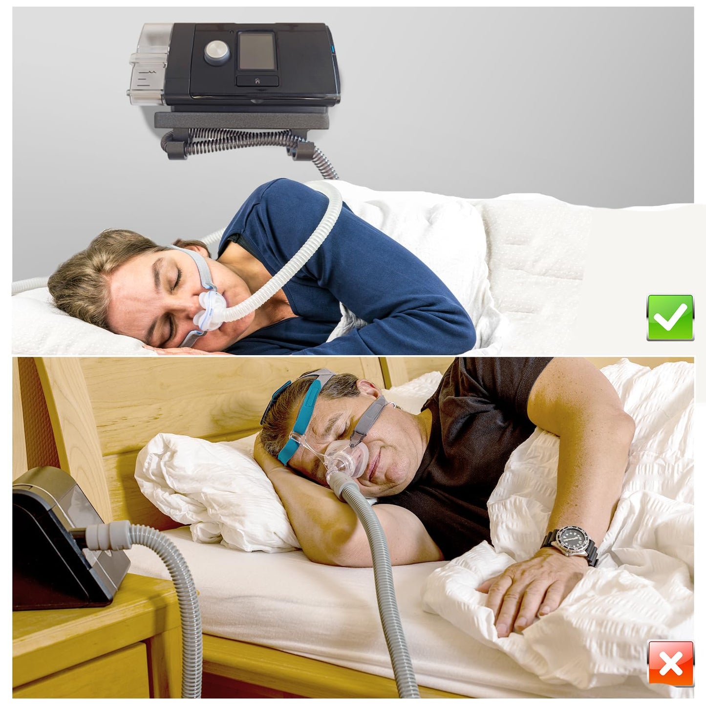 Fuwkeo Wall Mount Shelf for AirSense 10 CPAP Machine – Includes Mask Hook & Hose Hanger – Space-Saving Bedside Organizer, Easy to Install – Durable CPAP Accessory