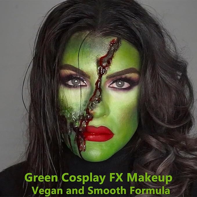 Go Ho Green Face Paint,Waterproof Oil Based Cream Face Body Paint Stick for Halloween Cosplay SFX Hulk Witch Gamora Green Costume Makeup