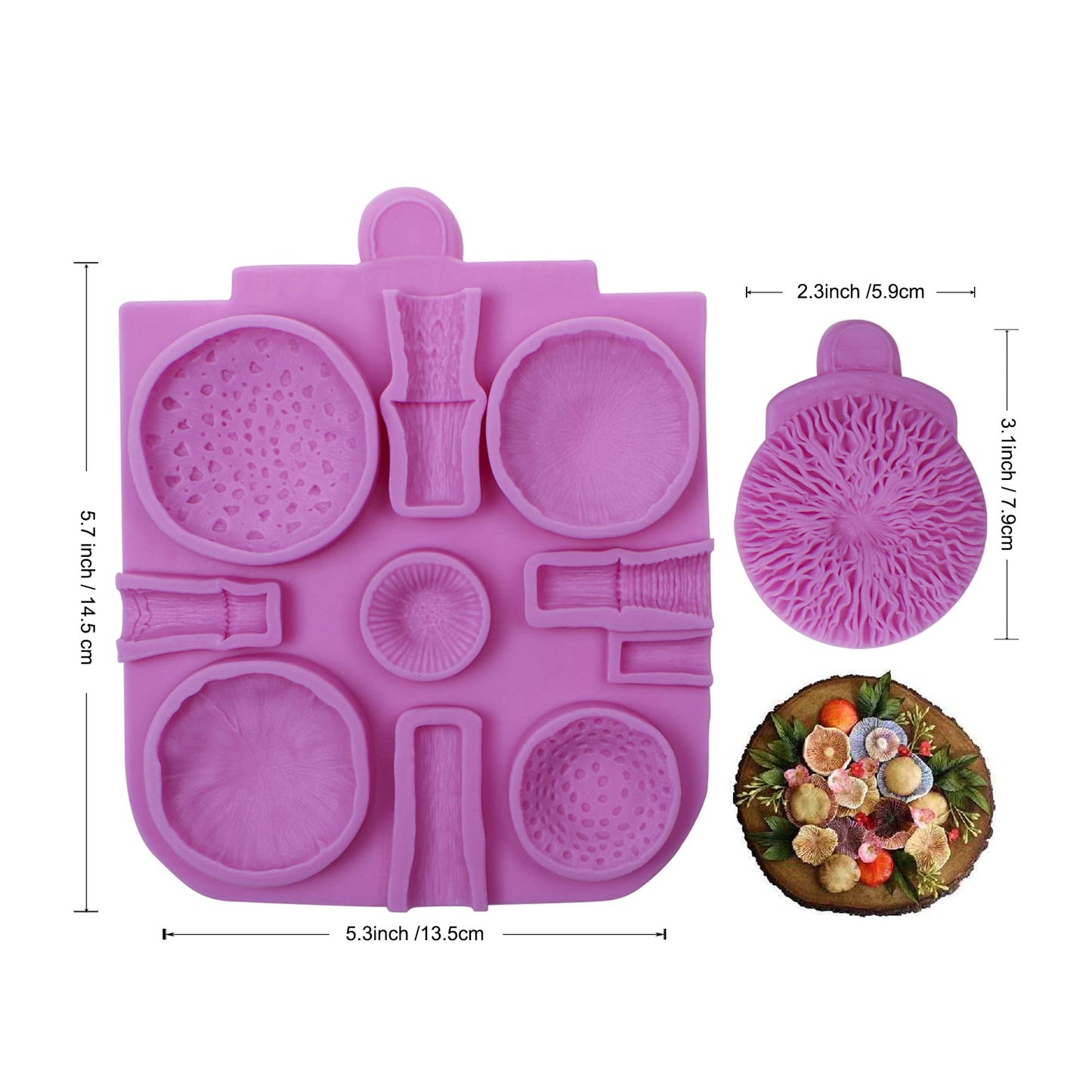 Mushrooms Silicone Mold, Toadstools Veiner Chocolate Molds for Wedding Cake Decoration, Cupcake Toppers, Pudding, Cookie Crumble