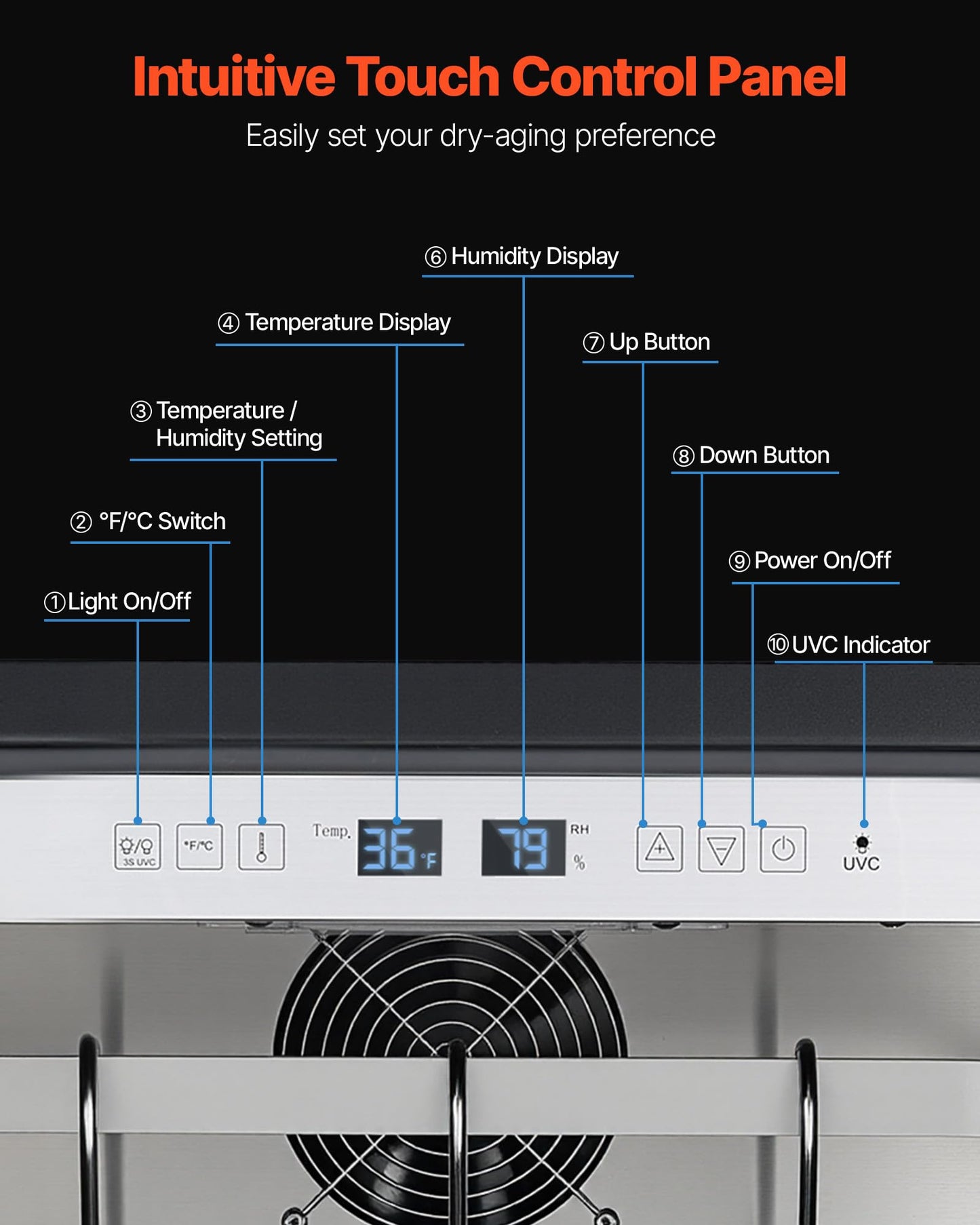 VEVOR Dry Aging Fridge for Steaks - 99 LBS Capacity, Precise Temperature & Humidity Control, Model ZS-A145N, Freestanding Design