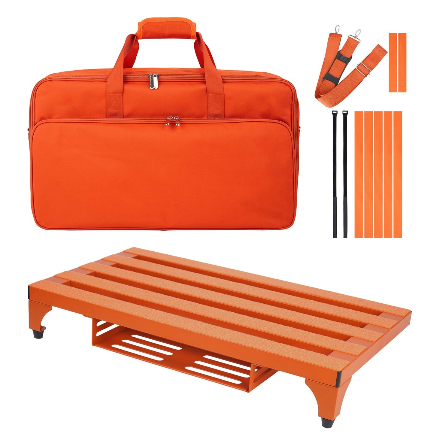 SOYAN 22 x 12.5 Aluminum Alloy Guitar Pedal Board with Power Supply Tray, Carry Bag & Mounting Tapes Included (Orange, APB-22OR)