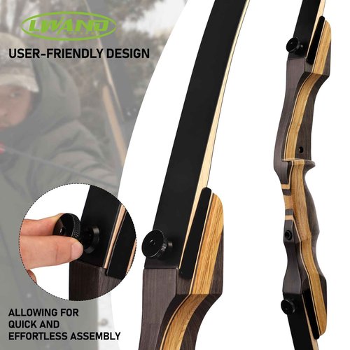 LWANO Archery Takedown Recurve Bow 62", Standard Recurve Bow for Aldults & Beginners, Right Handed, 25-50 Lbs
