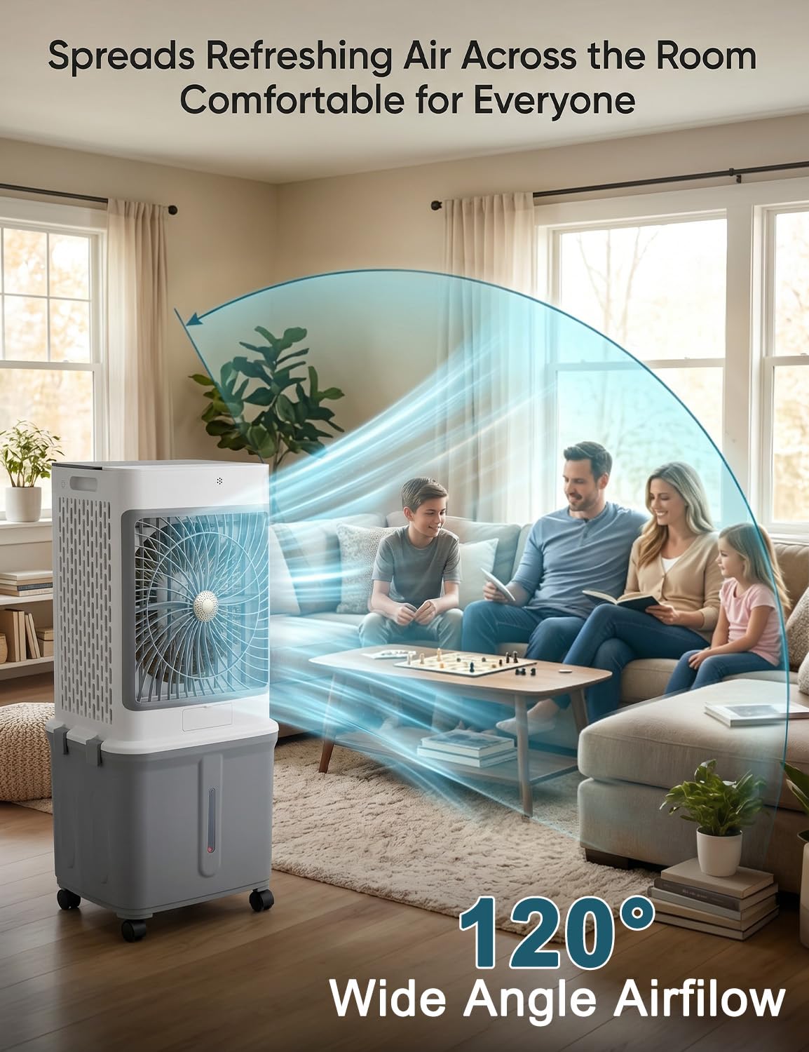 Portable Air Conditioners, Swamp Cooler Evaporative Air Cooler Portable AC Unit for Room, Windowless Cooling Fan That Blow Cold Air with 10GAL Detachable Tank for House Patio Garage Restaurant Outdoor