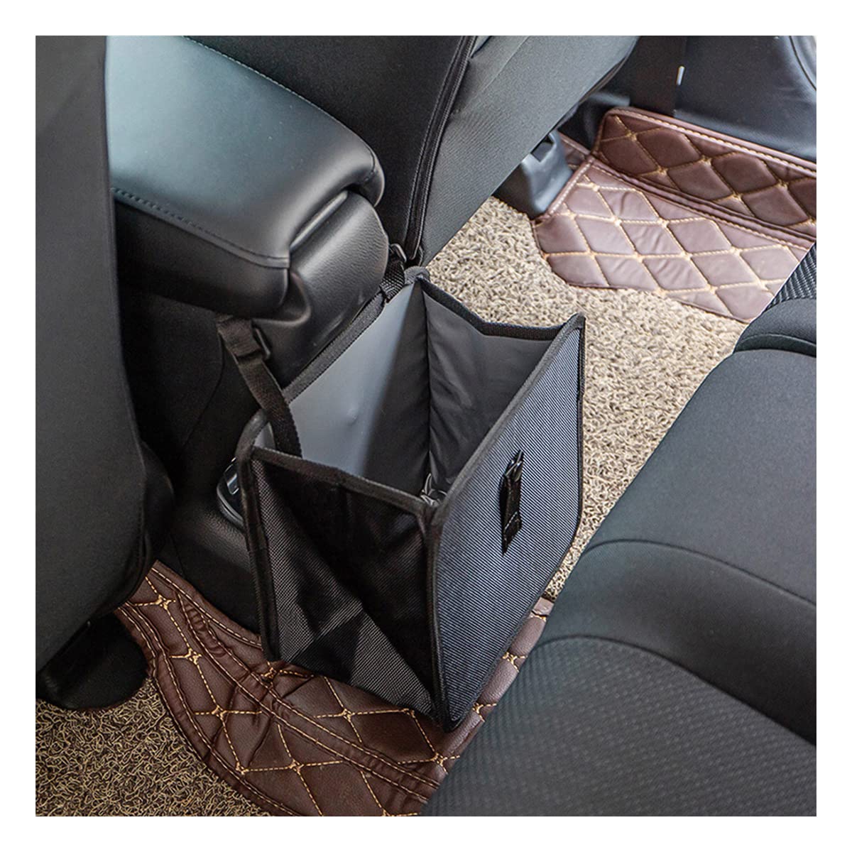 Fekey&JF Foldable Car Trash Can, Hanging Waterproof Leakproof Trash Can Storage Bag for Car with Large Capacity, Car Interior Accessories (Small)