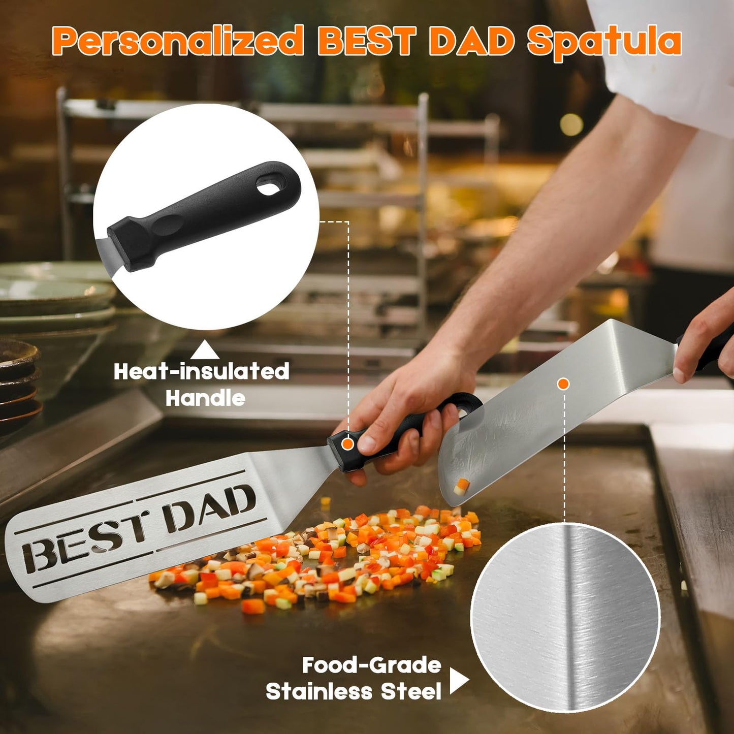 Dad Gifts from Daughter Son, 16PCS Griddle Kit Grilling Gifts for Dad Birthday, Best DAD BBQ Grill Tools for Dad Father New Daddy for Dad Birthday from Kids