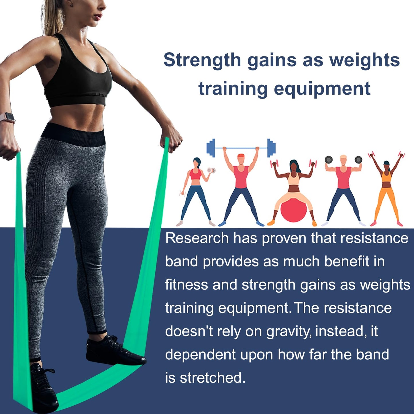 A AZURELIFE Resistance Bands,Professional Long Non-Latex Elastic Stretch Bands,Exercise Bands for Physical Therapy, Yoga, Pilates, Rehab, at-Home or The Gym Workouts, Strength Training