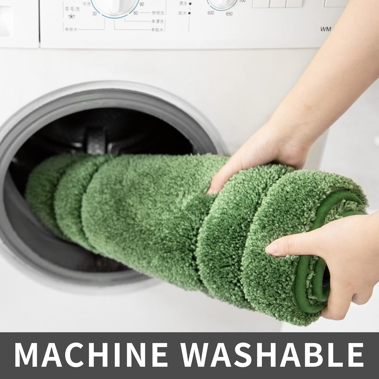 COSY HOMEER Extra Thick Bath Linen Sets Rugs for Bathroom - Anti-Slip Bath Mats Soft Plush 100% Strong Polyester Mat Living Room Bedroom Water Absorbent(Green,24x48 - Inches)