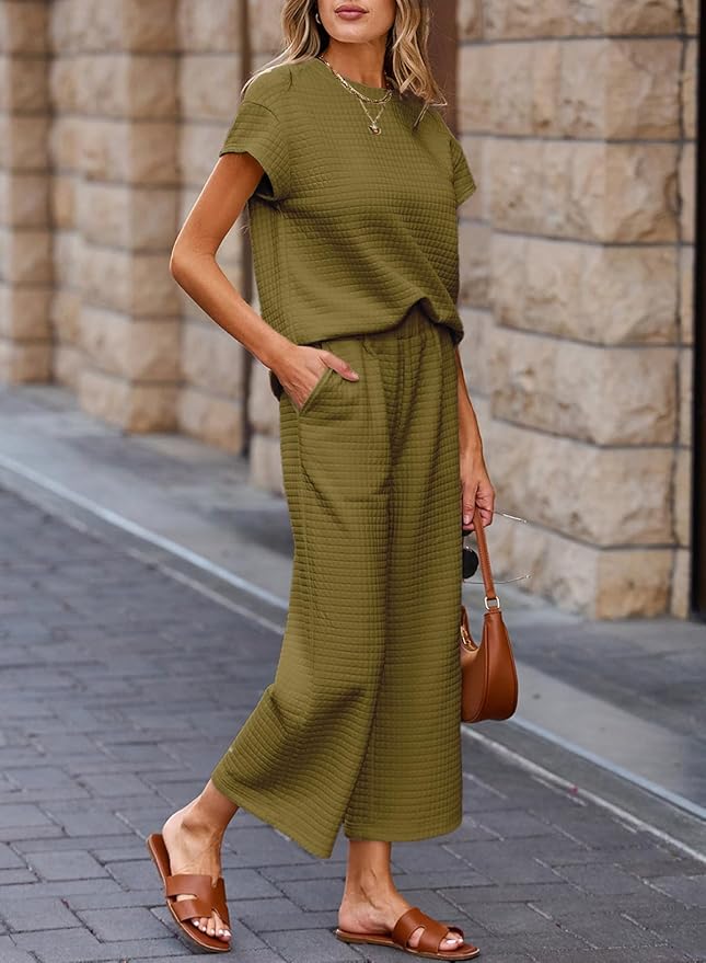 SHEWIN Womens Two Piece Fall Outfits Sweatsuits Casual Pullover Tops and Wide Leg Sweatpant Lounge Sets