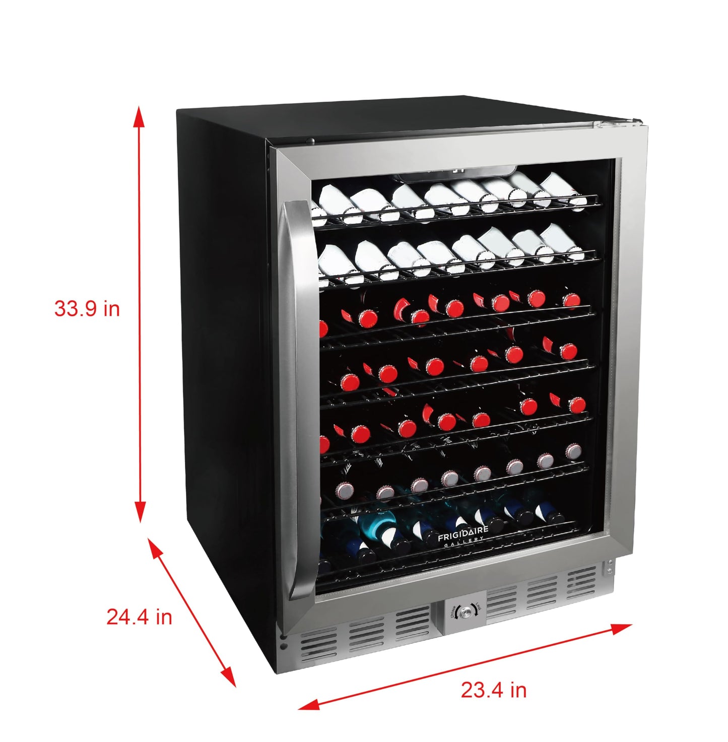 Frigidaire, 24" Wide 5.1 Cu Ft Capacity, Built-in Under Counter Beverage Fridge, Glass Front