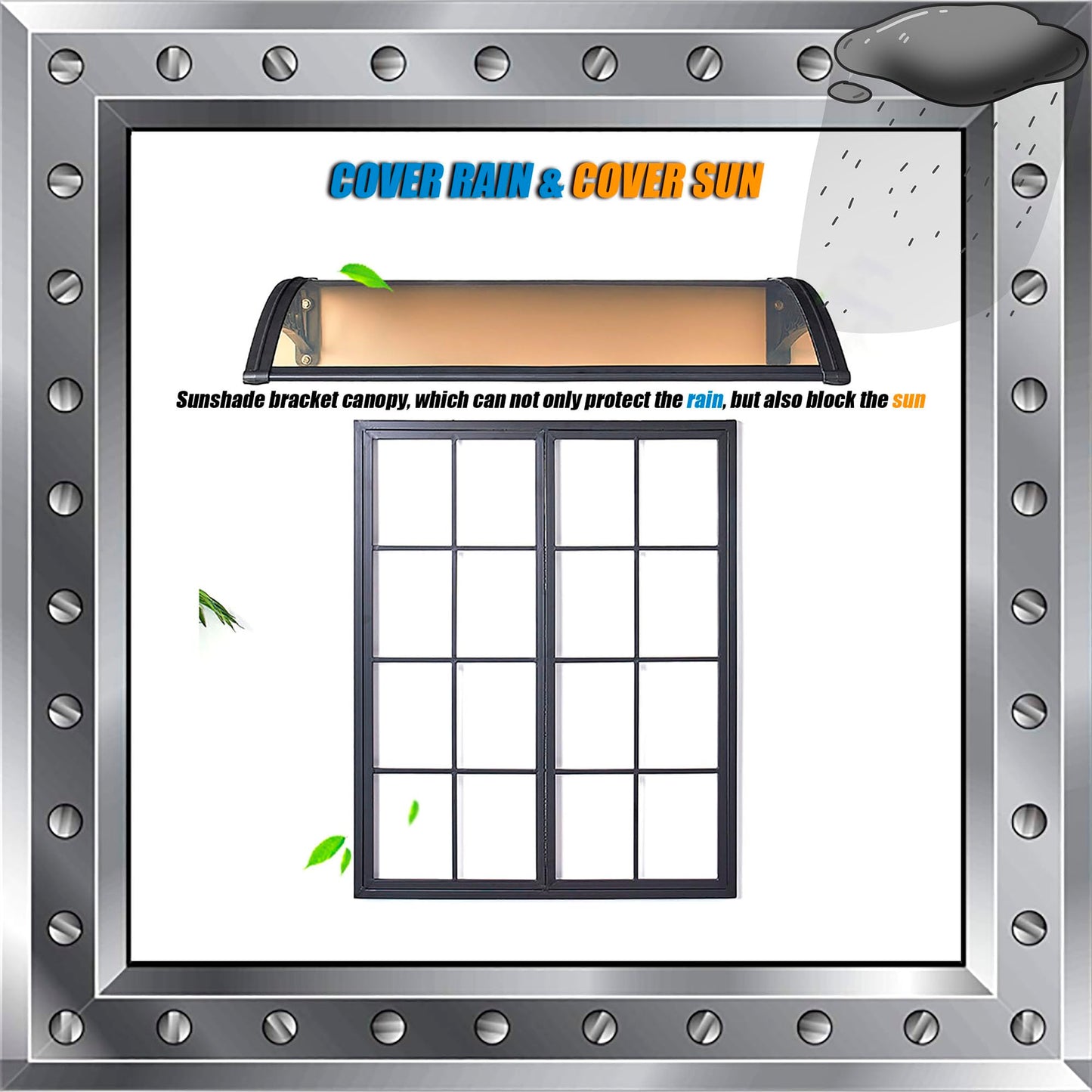 Door awnings Window Awning Door Canopy Window Awnings Awnings for Patio Rain Snow Protection Cover Shade Canopy Patio Awning Outdoor Canopy for Garden/Porch/Window 60x130cm/24x51in Smoke Gray