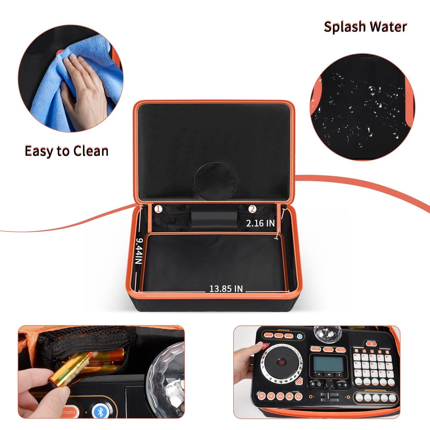 Peciue Dj Mixer Bag For Vtech Kidistar Dj Mixer, Kidi Dj Mix, (Not Included Kids Music Toy Dj Mixer) - Case Only (Orange)