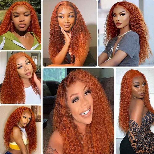 Ubinica Ginger Orange 350 Human Hair Bundles 16 18 20 Inch Deep Wave Bundles Human Hair Unprocessed Brazilian Virgin Hair Quick Weave for Black Women