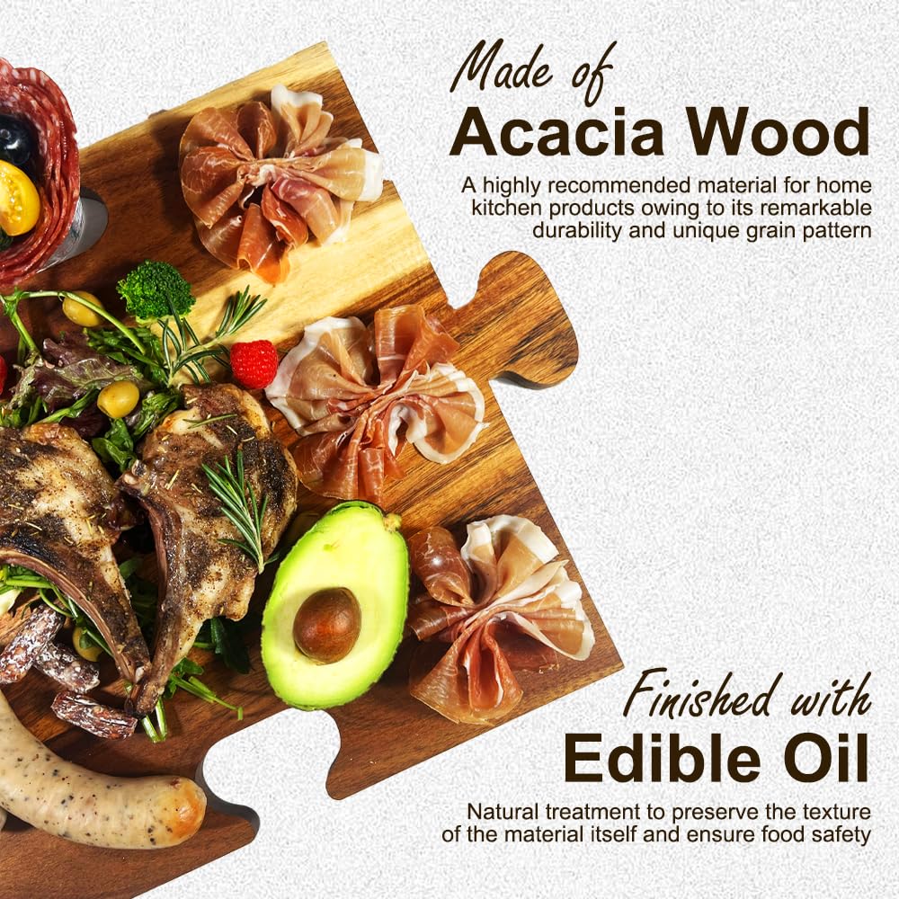 Large Charcuterie Board Set - 3 Pieces with Knife Set, Premium Acacia Wood Cheese Boards, Heart Shaped Serving Tray with Gift Box, House Warming Gifts New Home, Wedding & Bridal Shower Gift