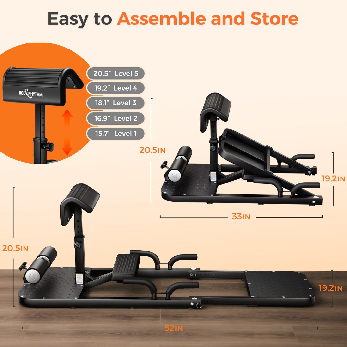 BODYRHYTHM Hip Thrust Machine with 2 Sets of Resistance Bands, Sissy Squat Machine, Squat Workout Machine & Glutes Workout Equipment, Bulgarian Split Squat Stand for Legged Lunges. (Black)