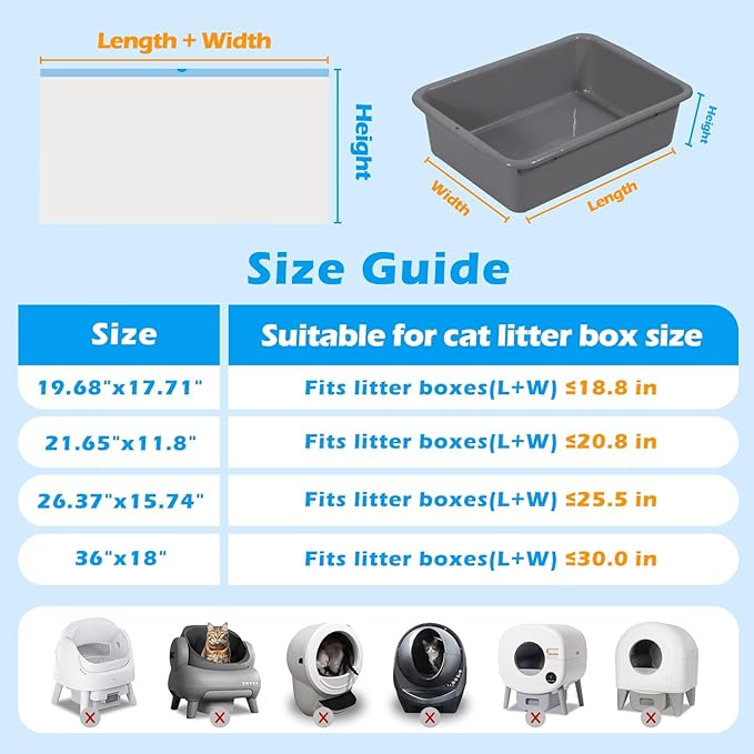Cat Litter Bags 60 Count, 21.65"x11.8" Drawstring Close Litter Box Liners for Automatic Litter Box,Thick Cat Poop Bags,Easy to Clean,Heavy Duty Robot Bag for Self-Cleaning Box