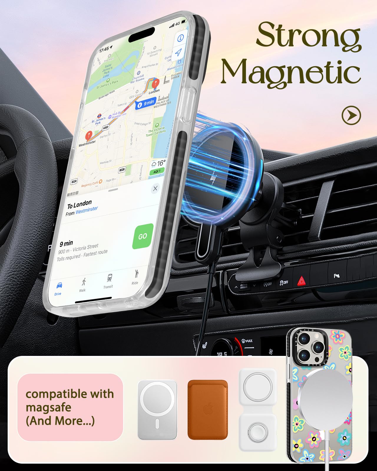 Lotadilo For Iphone 13 Pro Max Case For Women Girls - Cute Design Compatible With Magsafe Magnetic Ring Holder Stand Spring Flow