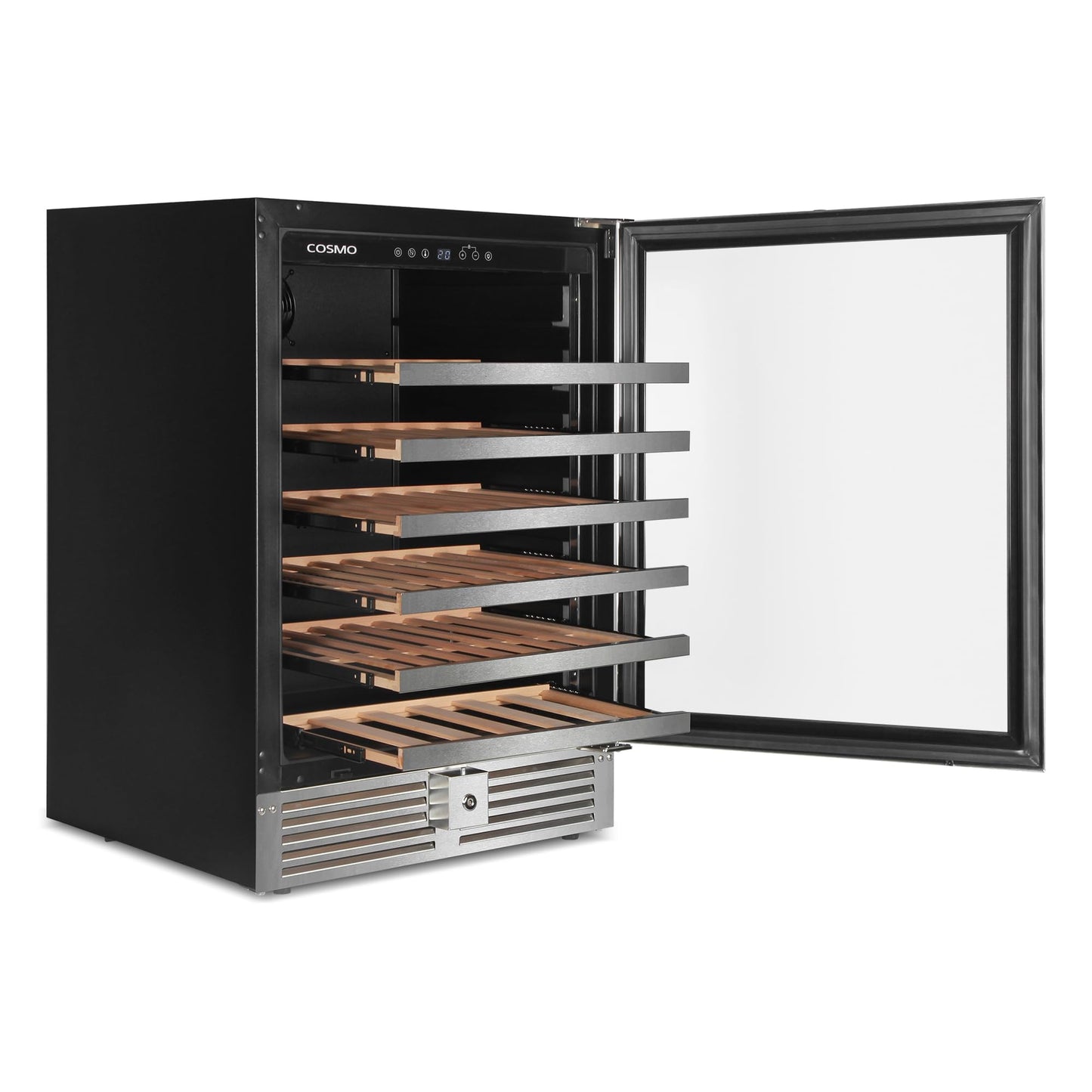 COSMO COS-24BIWCS Lumin Collection 24 in. 52-Bottle Single Zone Compressor Wine Cooler, Digital Controls, LED Lighting, Stainless Steel