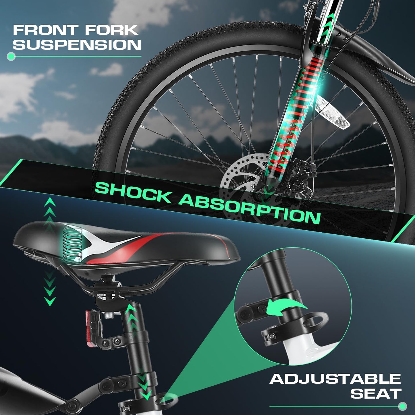 Vivi Electric Bike for Adults, 749W Ebike 26" Electric Mountain Bike, 19.8MPH Adult Electric Bicycles Commuter Ebike with 48V Battery, Up to 50 Miles, 21 Speed, SGS Certified to UL2849
