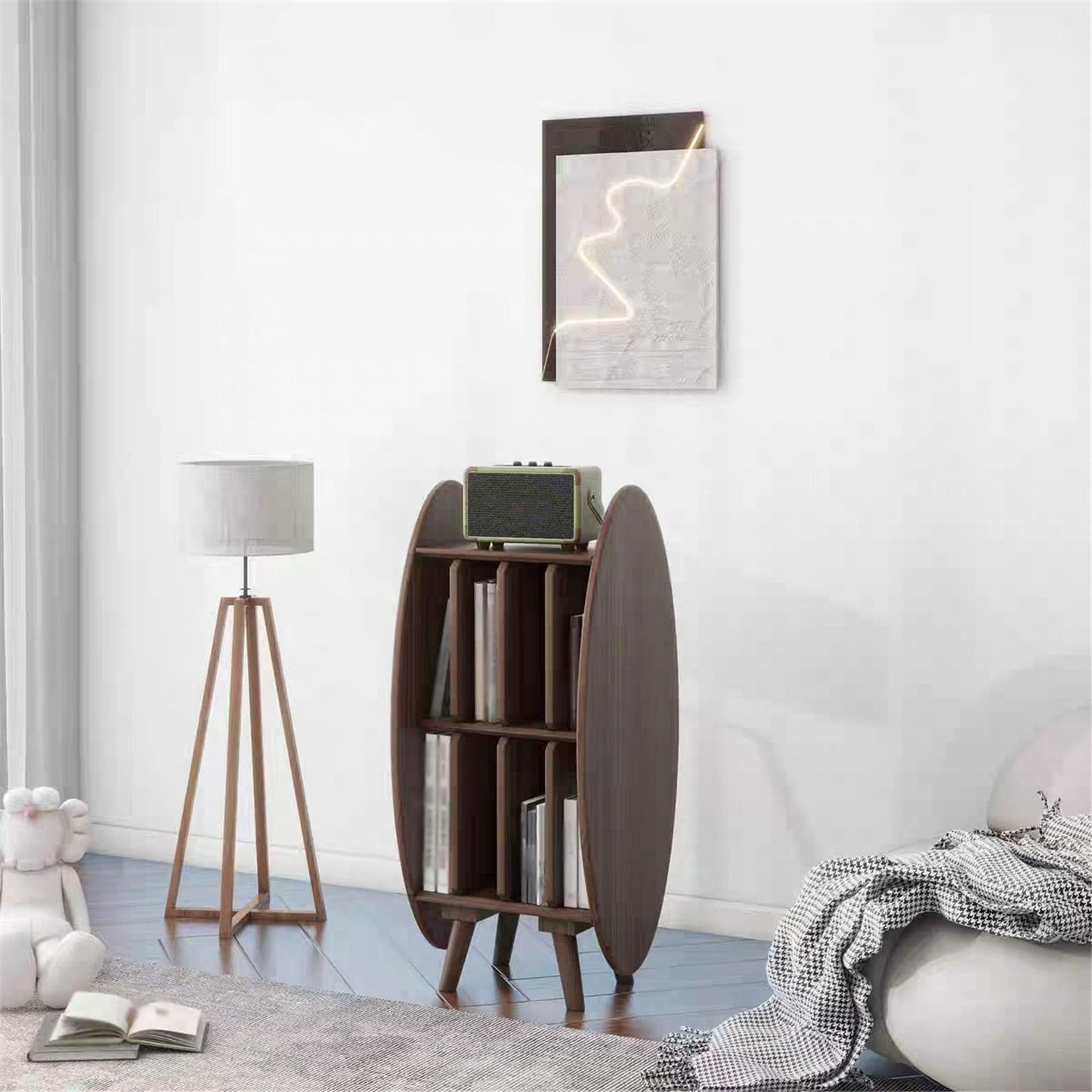 CFGH6FDF Records Modern Creativity Wooden Vinyl Record Storage Cabinet for Living Room Bedroom Lounge Album Book(Black)
