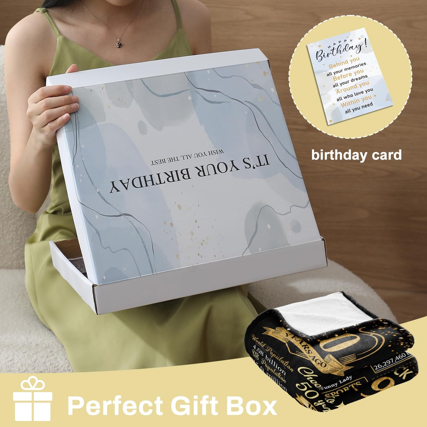 Budalagong 50th Birthday Gifts for Her Him,50th Birthday Gifts for Women Men 1975, 50 Year Old Gift Blanket for Turning 50 Birthday Woman Man