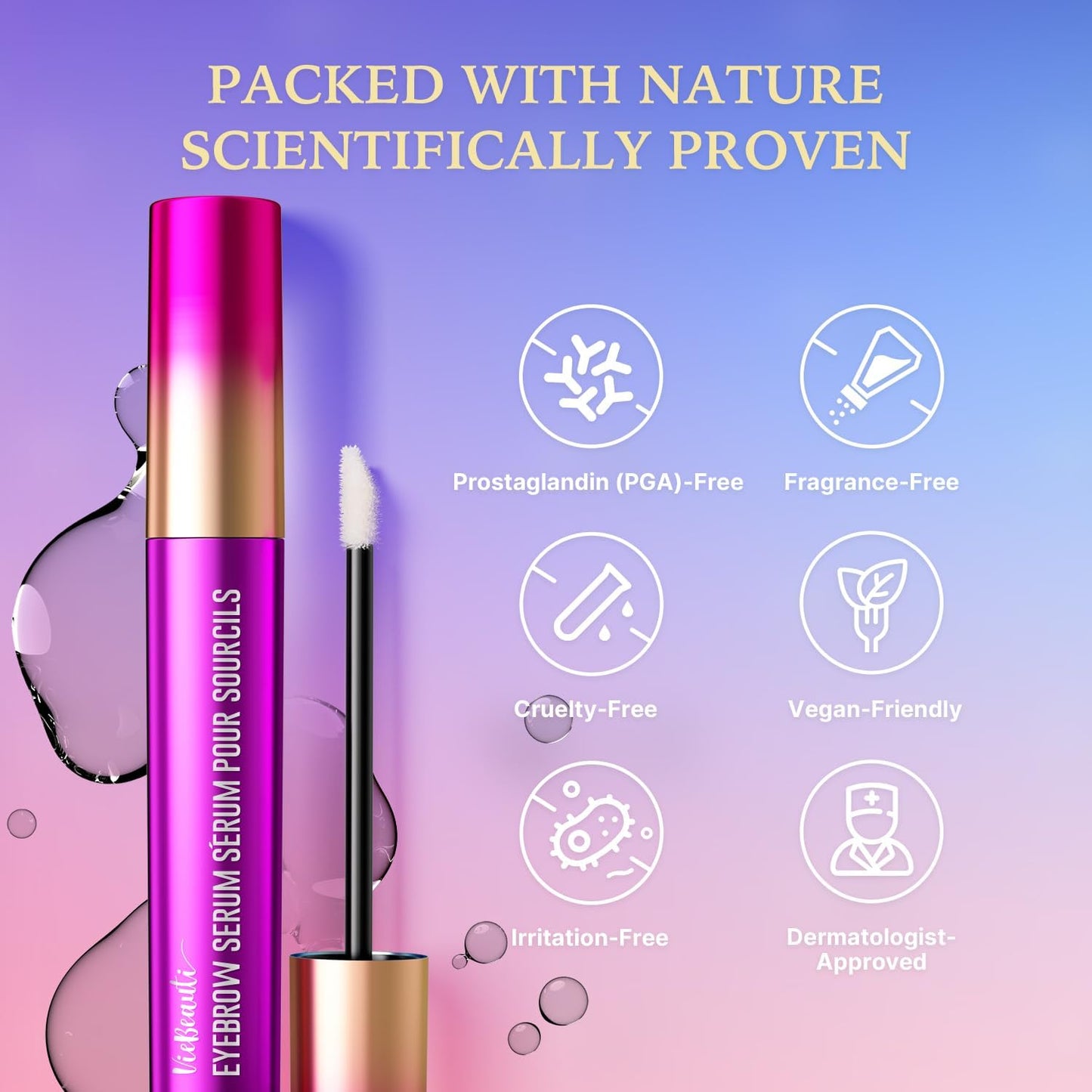 VieBeauti Eyebrow Growth Serum: Eyebrow Serum to Grow Brows with Advanced Formula to Boost Longer Fuller and Thicker Looking Eye