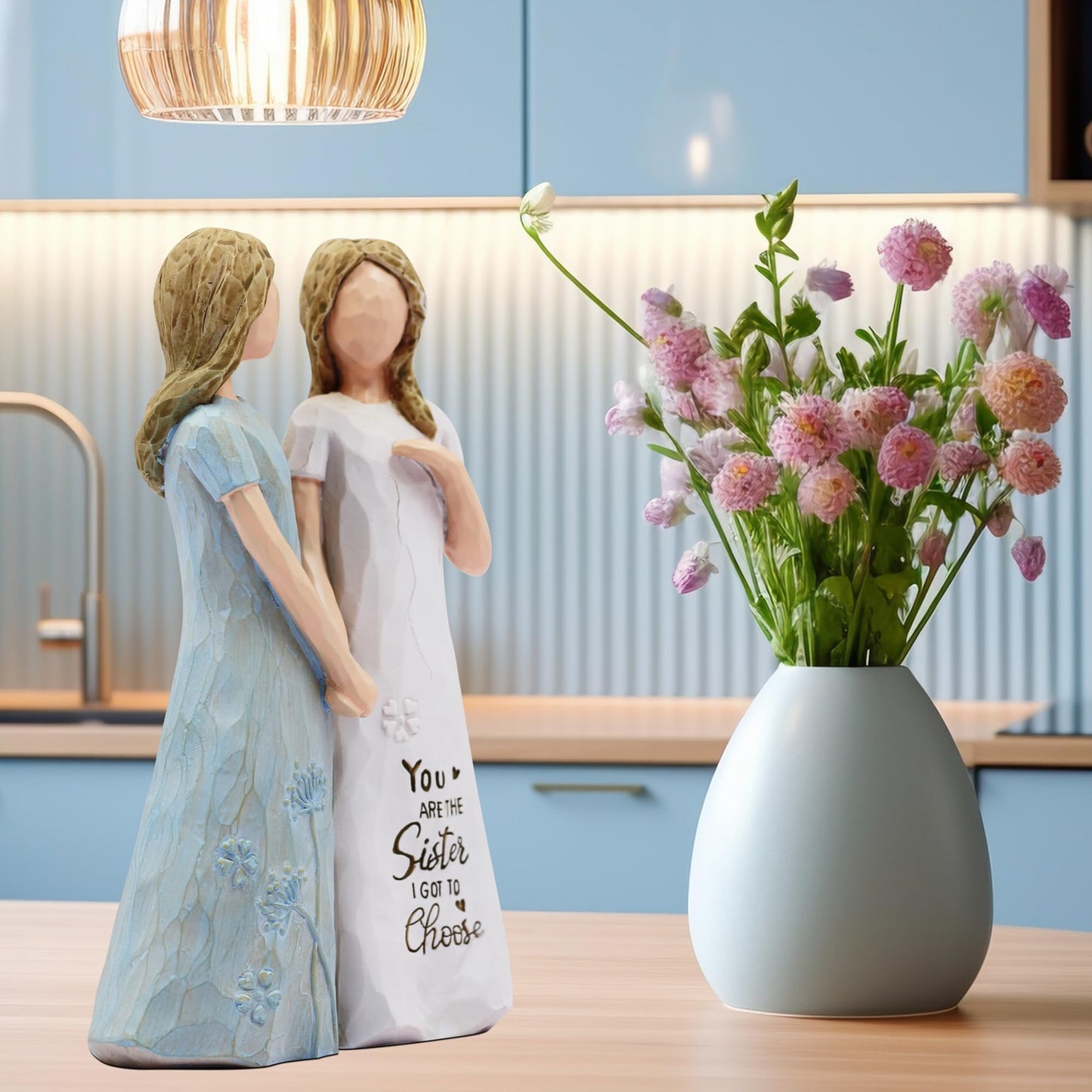 BORLESTA Friend Gifts for Women - Friendship Gifts, Gifts for Friends - You're The Sister I Got to Choose - Sister, Friend Birthday Gifts, Sister Gifts from Sister - Hand-Painted Figure(Blue)
