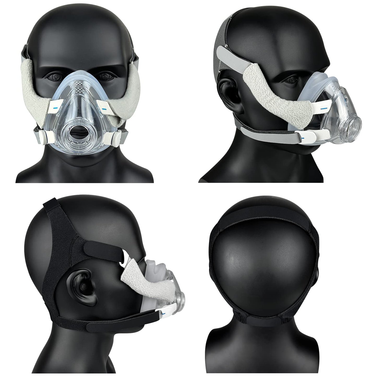 Upgraded 2 Packs Airfit F20 Headgear Strap CPAP/BiLevel Headgear Straps Replacement with 2 Strap Covers and 4 Clips for AirFit F20 AirTouch F20 Size Medium (Gray // Black)