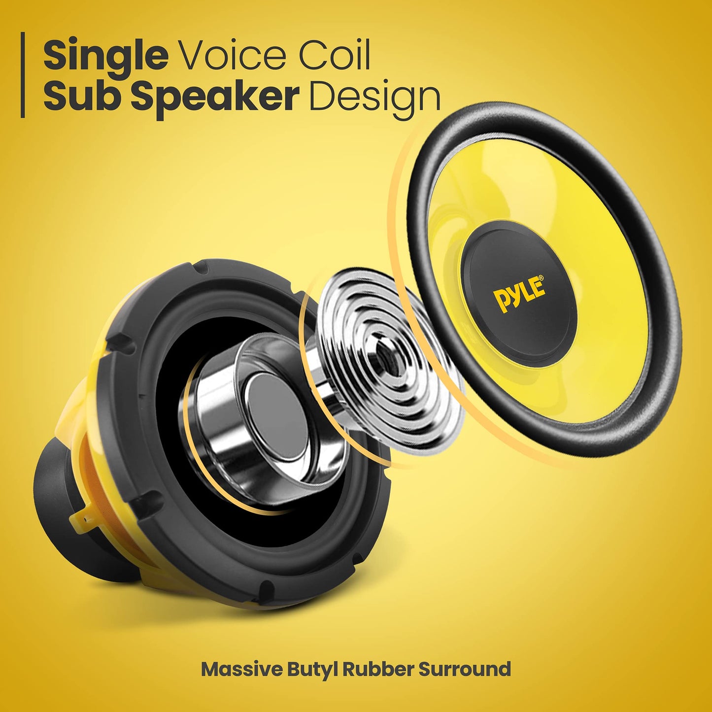 Pyle Car Midbass Speaker System - Pro 8 Inch 400 Watt 4 Ohm Auto Mid-Bass Component Poly Woofer Audio Sound Speakers For Car Ste